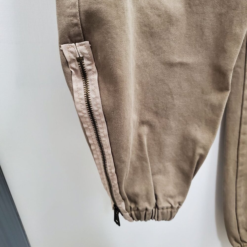 Gabiz Paris Vintage Beige Khaki Dystopian Industrial Button Fly Zip Ankle Pant 1 - Picture 6 of 11